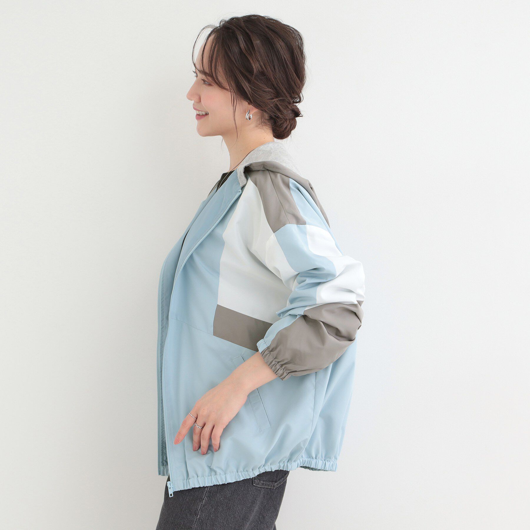 SHOO･LA･RUE「配色フードブルゾン」|ブルゾン・スタジャン|