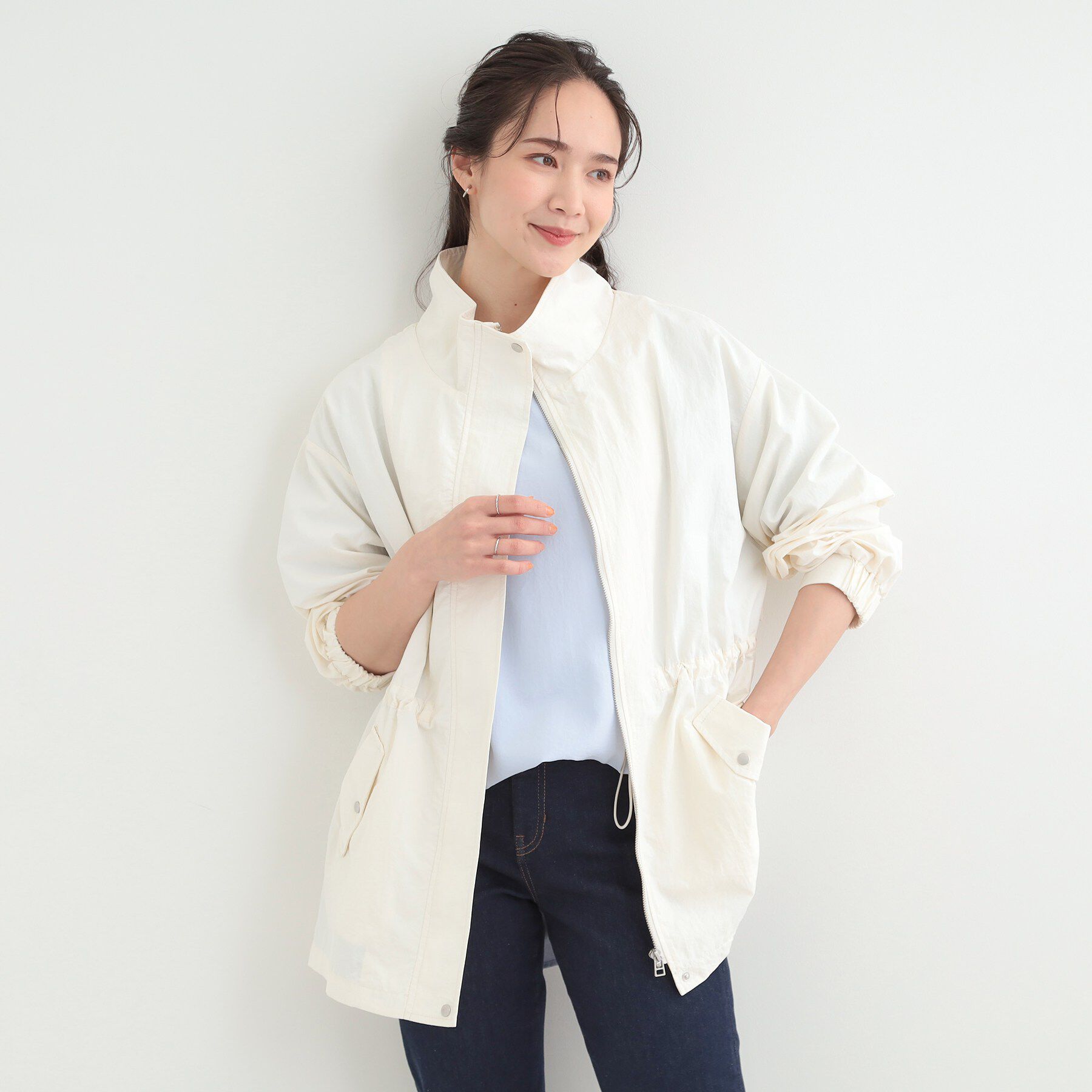 SHOO･LA･RUE「【防花粉/S-LL】女性らしさあふれる 軽やかスタンドブルゾン」|ブルゾン・スタジャン|