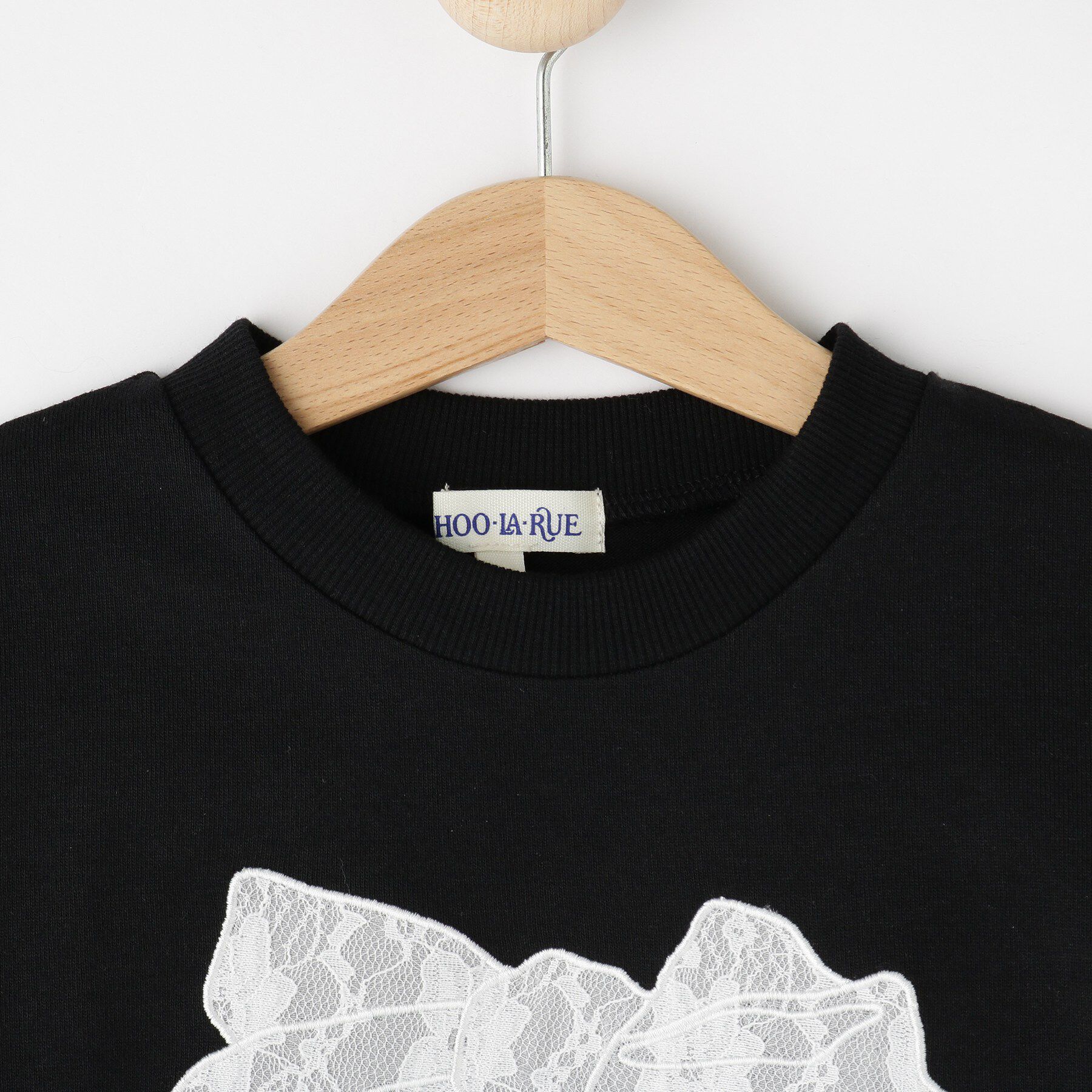 SHOO･LA･RUE「【100-150cm】レースリボン刺繍ロンT」|Tシャツ・カットソー|