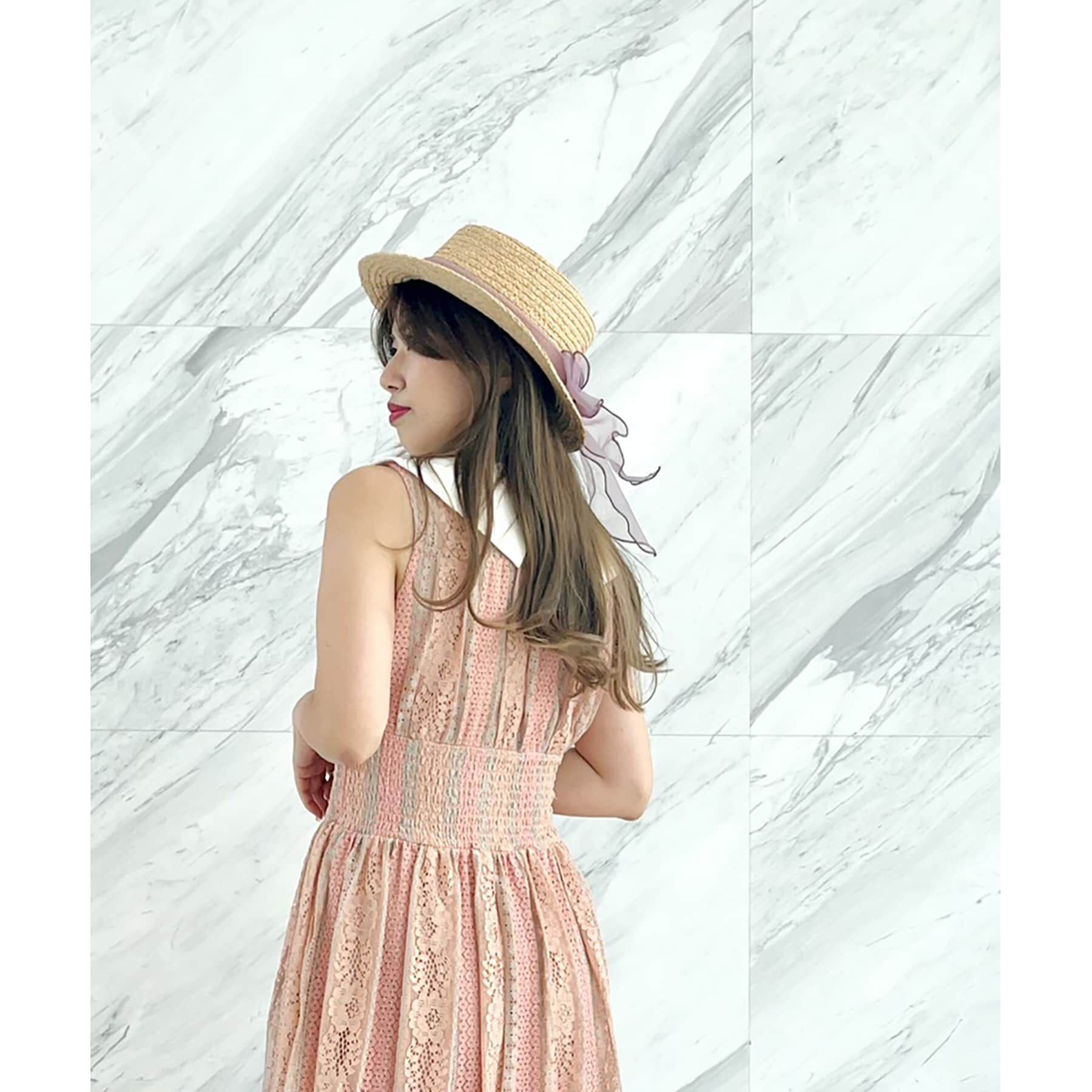 Grandedge「オーガンジーリボンカンカン帽子」|ハット|