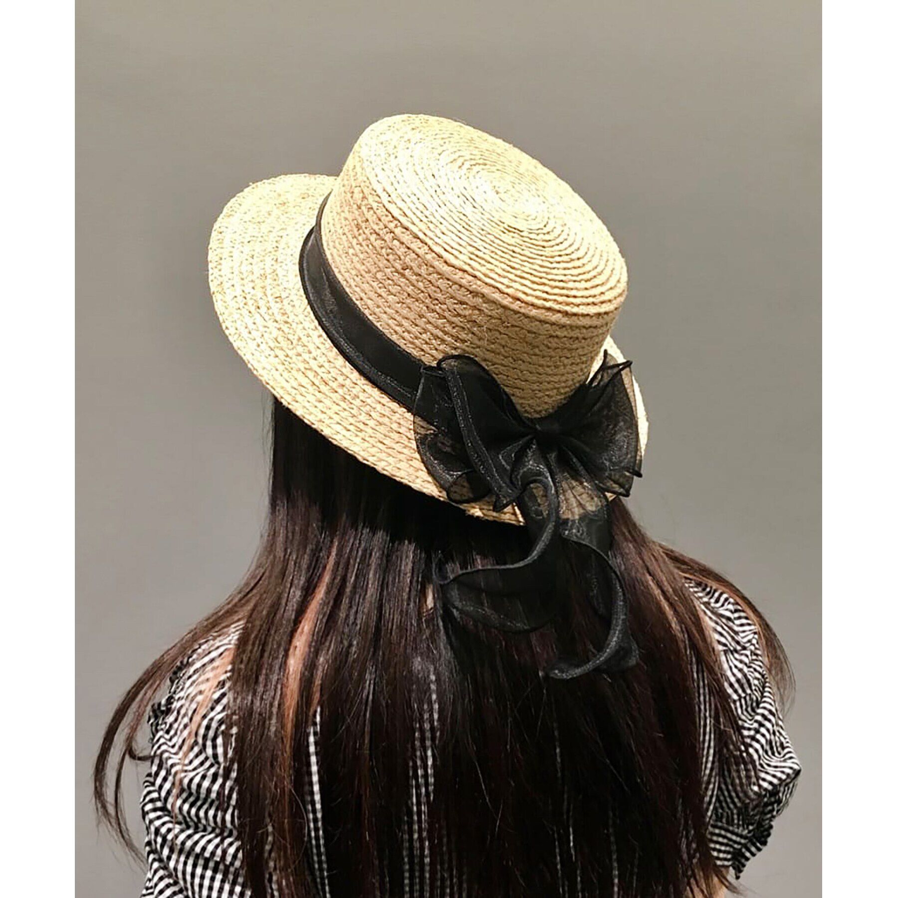 Grandedge「オーガンジーリボンカンカン帽子」|ハット|