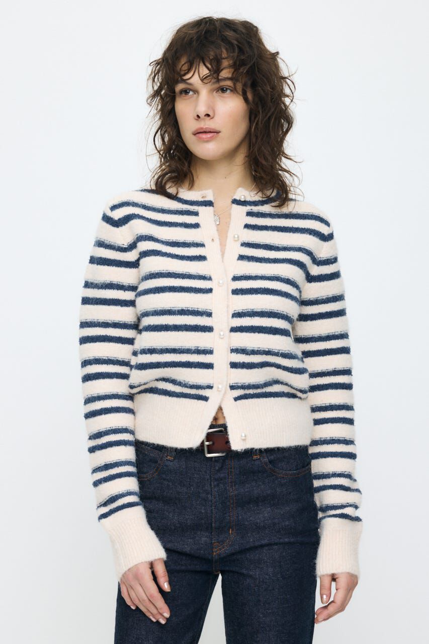 MOUSSY「SHADOW STRIPE KNIT カーディガン」|ニット・セーター|