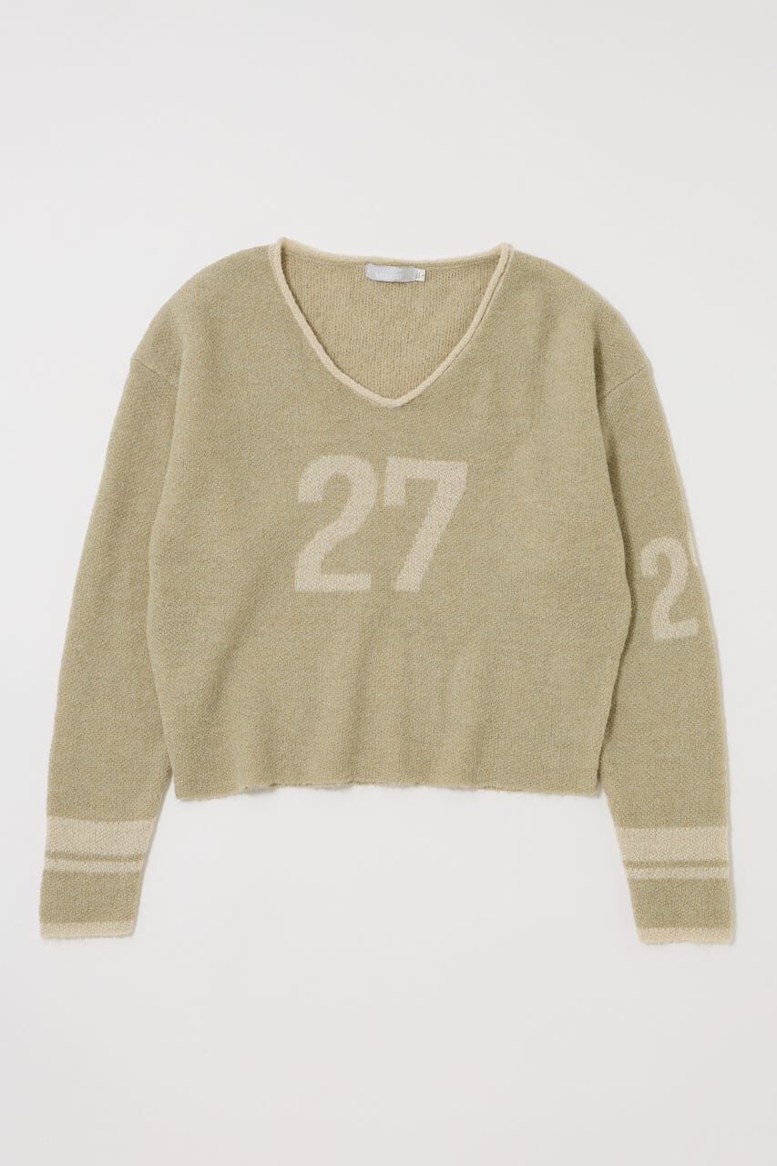 MOUSSY「SHAGGY NUMBERING セーター」|ニット・セーター|L/BEG1