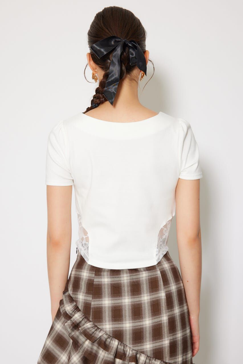 rienda「レースカッティングタイトトップス」|Tシャツ・カットソー|