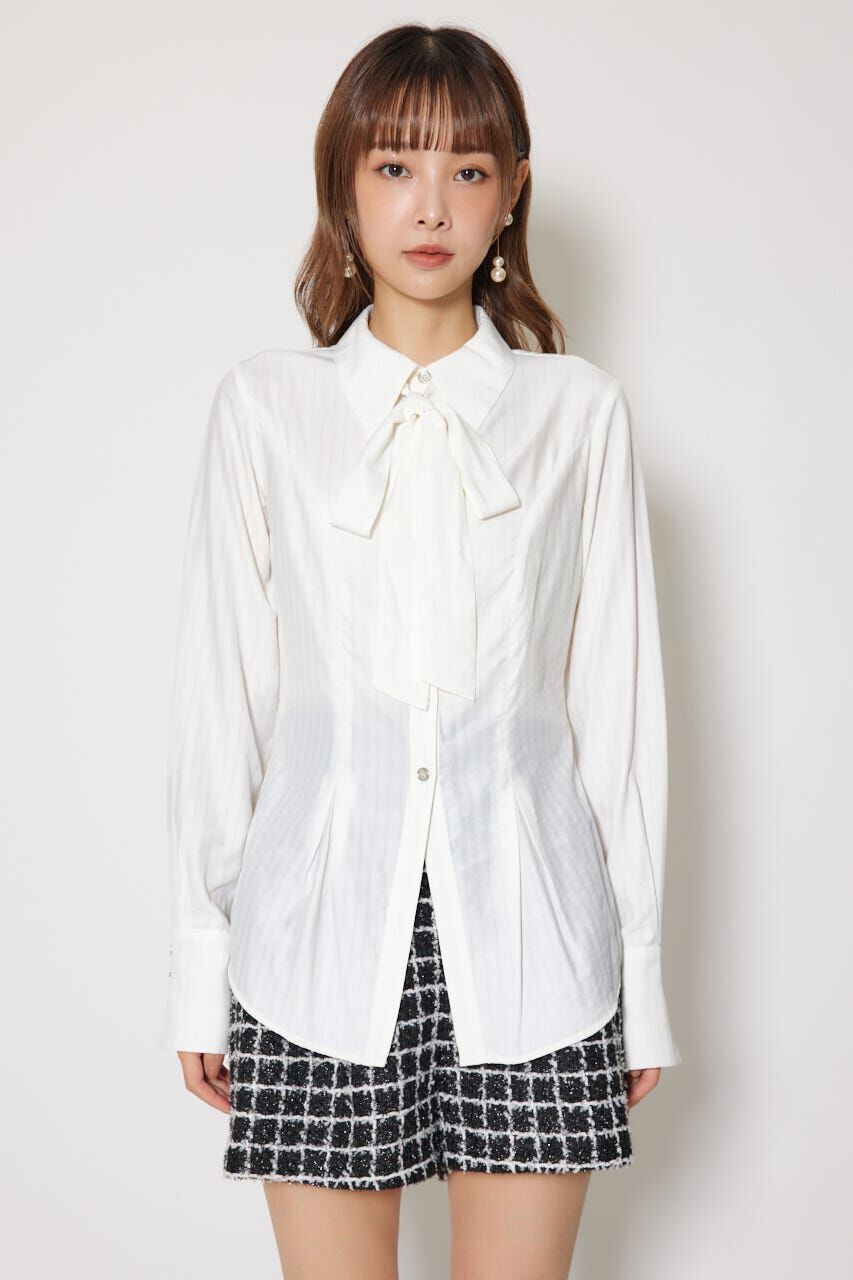 rienda「ウエストシェイプボウタイシャツ」|シャツ・ブラウス|