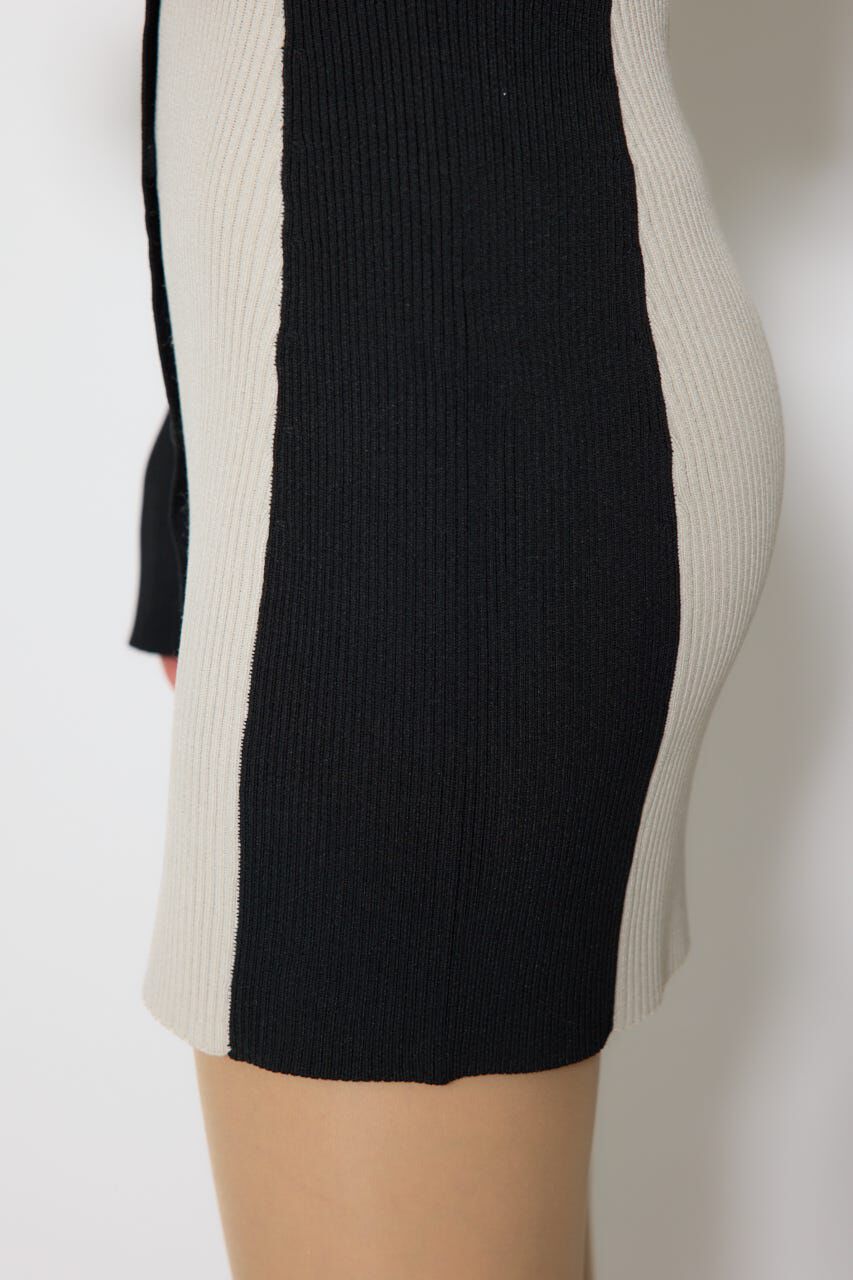 rienda「バイカラーオフショルリボンニットミニワンピース」|ワンピース|