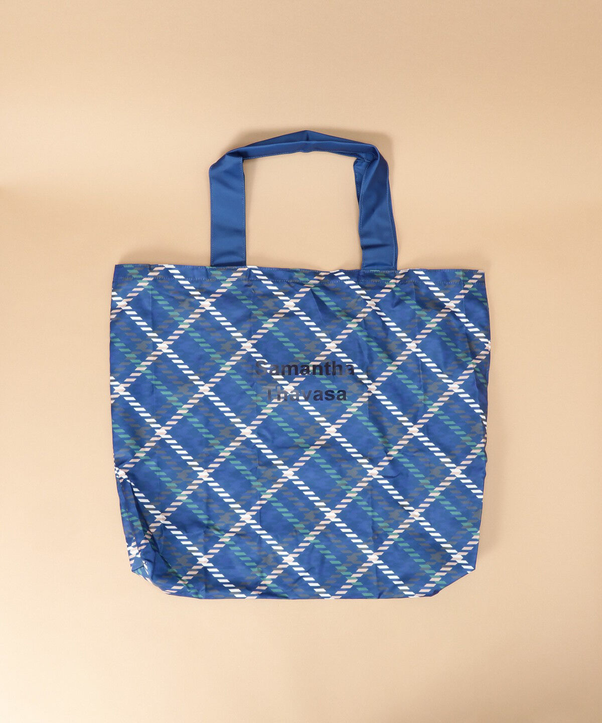 Samantha Thavasa「チェック柄エコバッグ 大サイズ」|その他|ネイビー