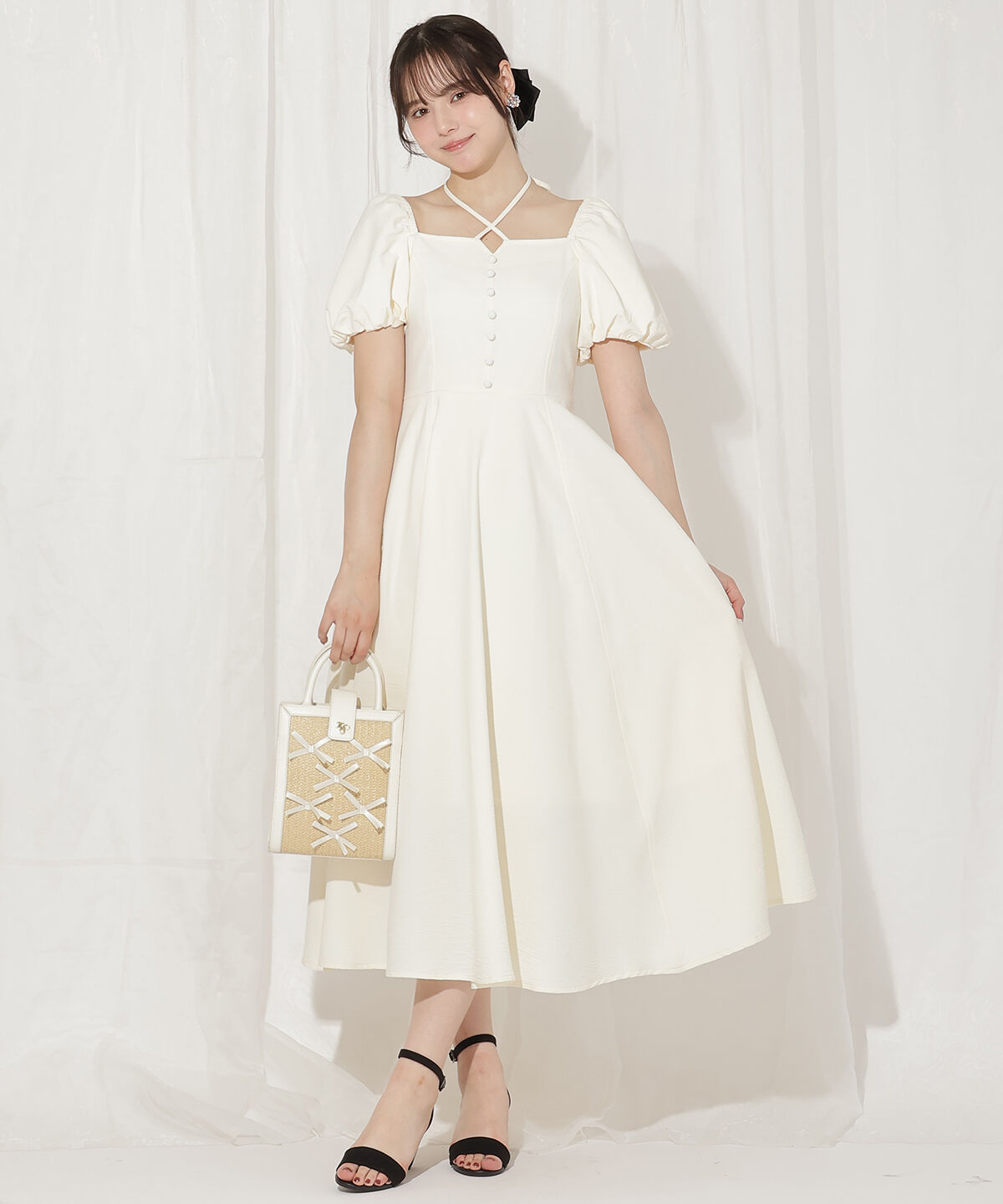 WILLSELECTION「クロスネックバルーンスリーブワンピース」|ワンピース|