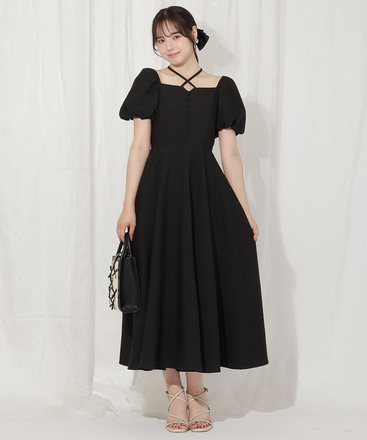 WILLSELECTION「クロスネックバルーンスリーブワンピース」|ワンピース|