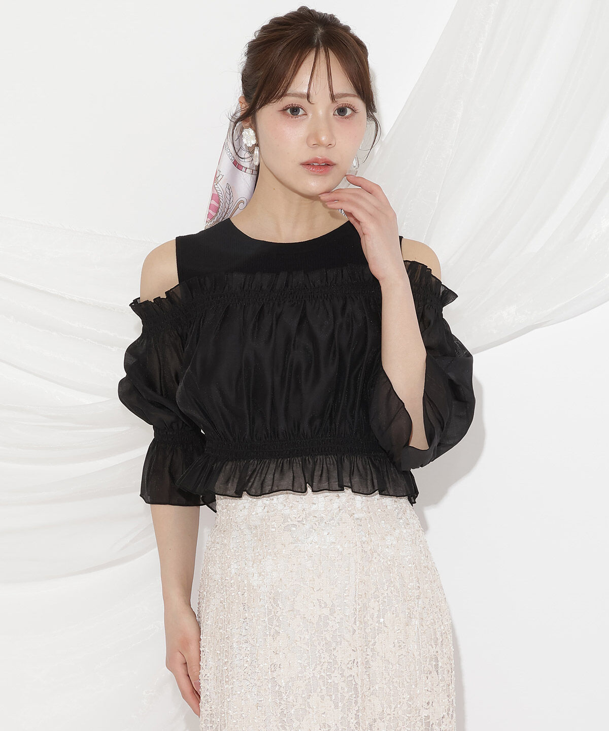 WILLSELECTION「レイヤード風オフショルニットプルオーバー」|ニット・セーター|