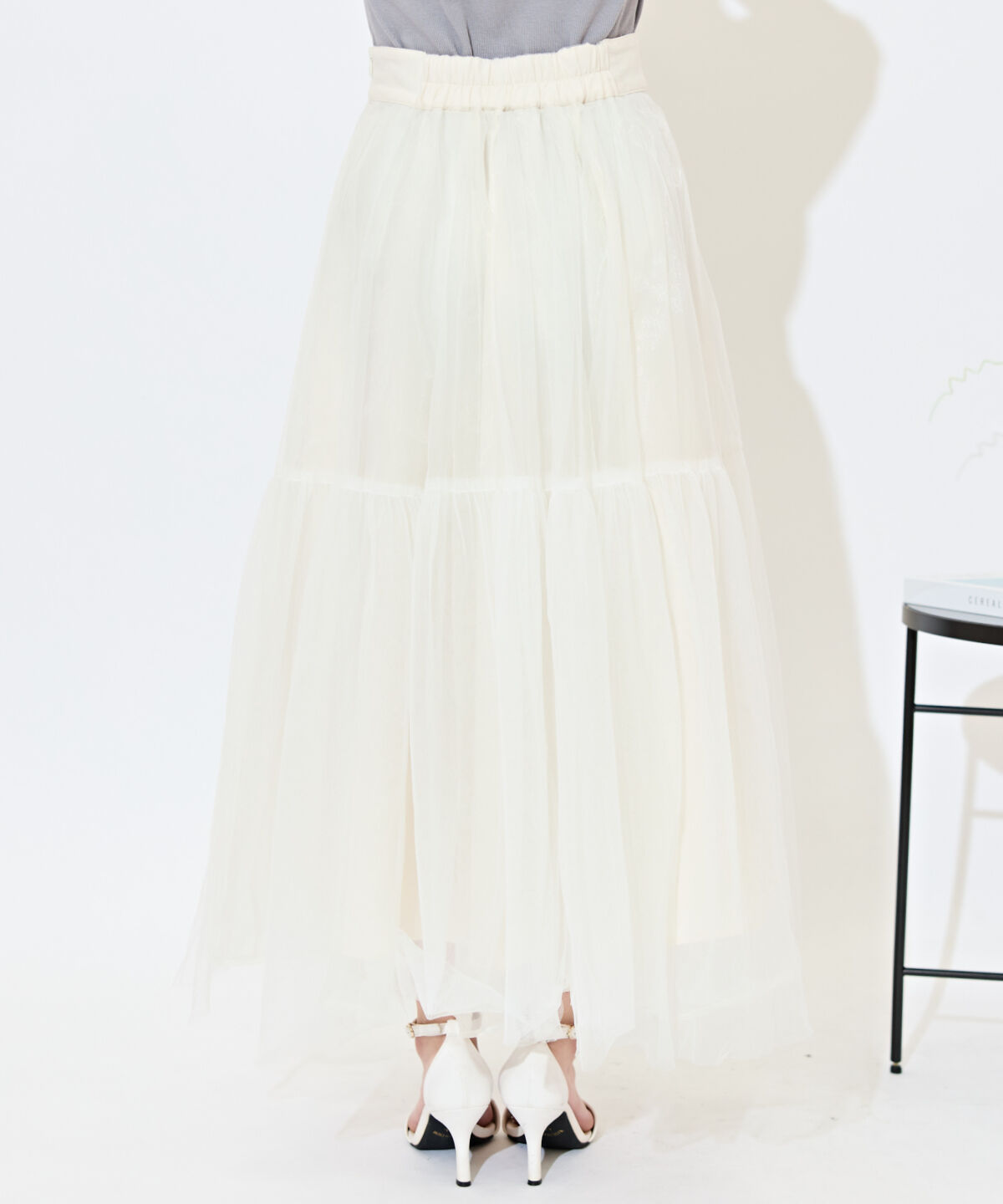 WILLSELECTION「ニュアンスカラーチュールティアードスカート」|フレア|