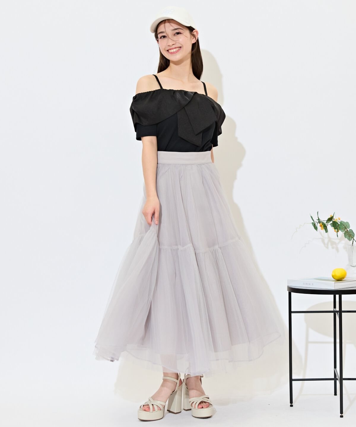 WILLSELECTION「ニュアンスカラーチュールティアードスカート」|フレア|