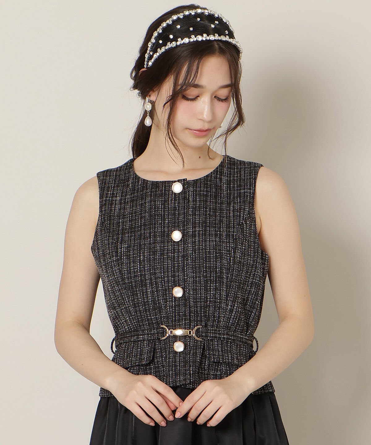 WILLSELECTION「ツイードドッキングジレワンピース」|ワンピース|