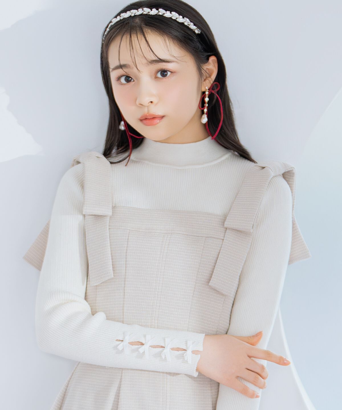 WILLSELECTION「袖リボンラメリブニット」|ニット・セーター|