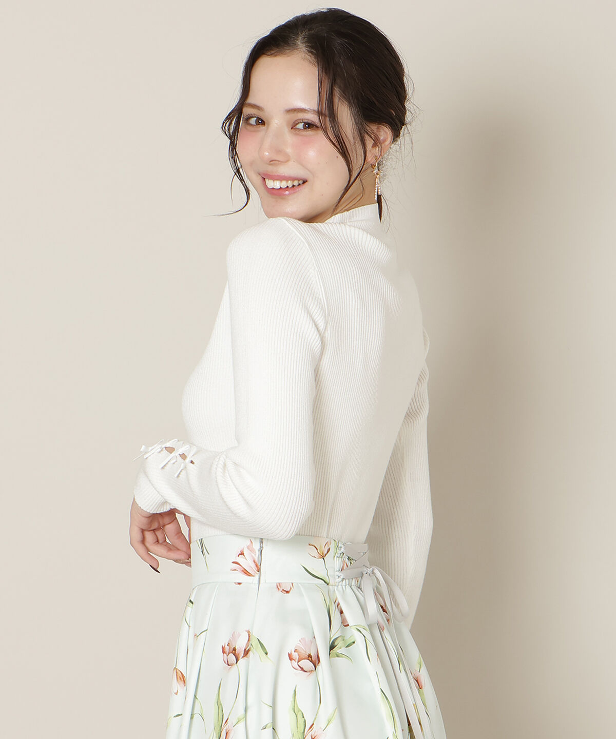 WILLSELECTION「袖リボンラメリブニット」|ニット・セーター|