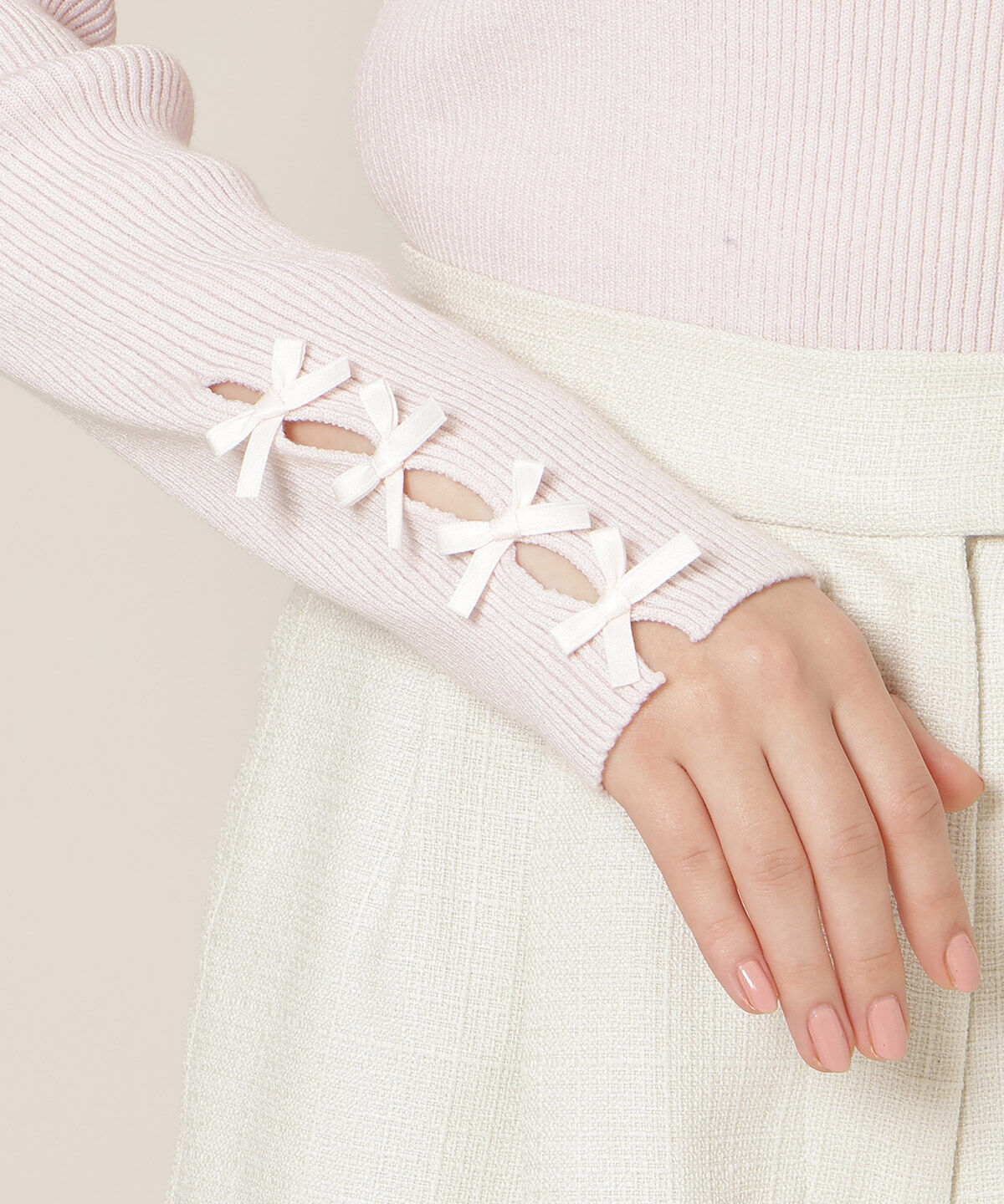 WILLSELECTION「袖リボンラメリブニット」|ニット・セーター|