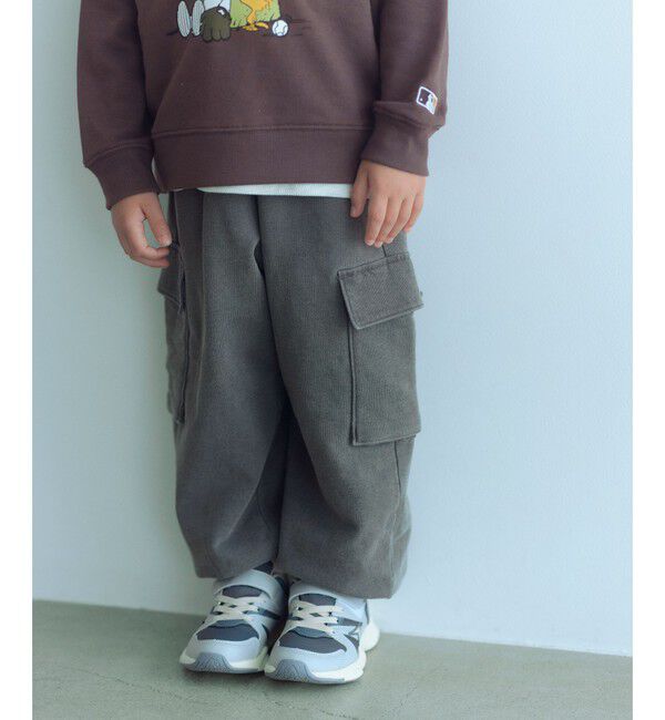 UNITED ARROWS green label relaxing「裏毛 ワイドカーゴパンツ（MDグレー）/ キッズ  100cm-160cm」|チノ|