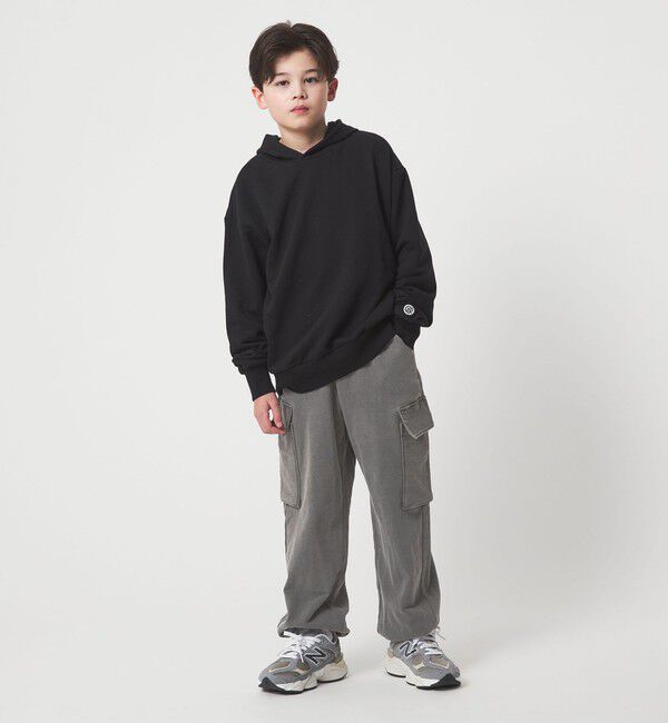 UNITED ARROWS green label relaxing「裏毛 ワイドカーゴパンツ（MDグレー）/ キッズ  100cm-160cm」|チノ|