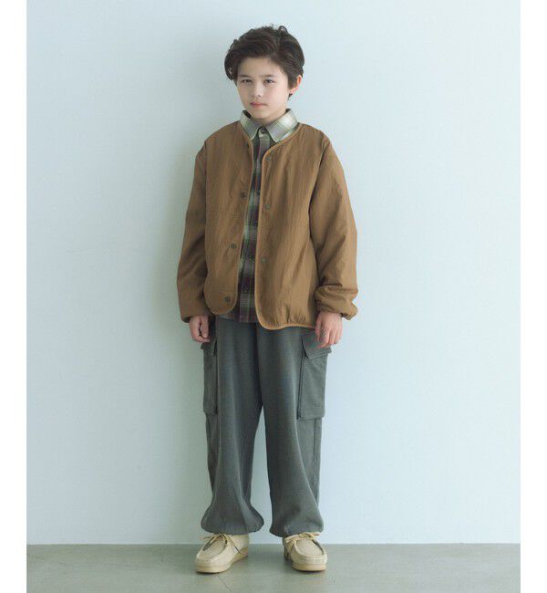 UNITED ARROWS green label relaxing「裏毛 ワイドカーゴパンツ（MDグレー）/ キッズ  100cm-160cm」|チノ|