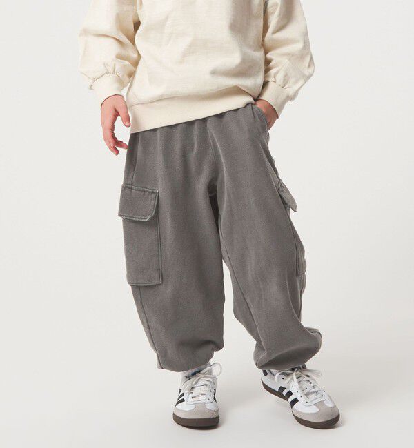 UNITED ARROWS green label relaxing「裏毛 ワイドカーゴパンツ（MDグレー）/ キッズ  100cm-160cm」|チノ|