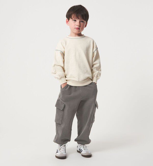 UNITED ARROWS green label relaxing「裏毛 ワイドカーゴパンツ（MDグレー）/ キッズ  100cm-160cm」|チノ|