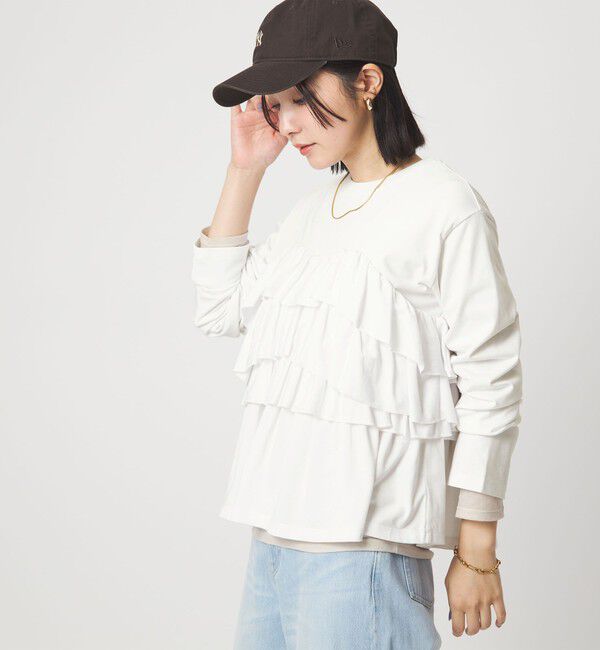 UNITED ARROWS green label relaxing「【WEB限定】＜at ease＞フロント フリル プルオーバー カットソー」|Tシャツ・カットソー|