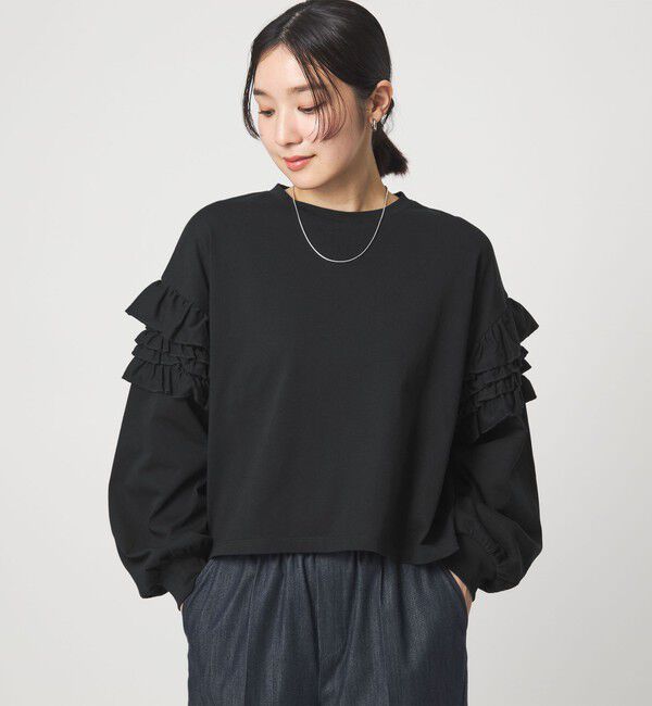 UNITED ARROWS green label relaxing「【WEB限定】＜at ease＞袖フリル プルオーバー カットソー」|Tシャツ・カットソー|