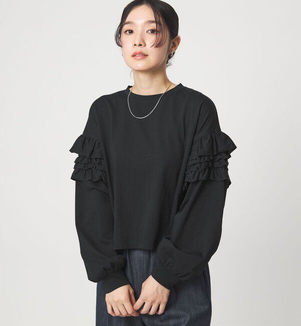 UNITED ARROWS green label relaxing「【WEB限定】＜at ease＞袖フリル プルオーバー カットソー」|Tシャツ・カットソー|