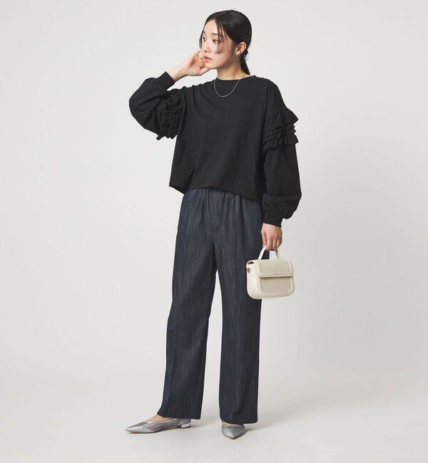 UNITED ARROWS green label relaxing「【WEB限定】＜at ease＞袖フリル プルオーバー カットソー」|Tシャツ・カットソー|