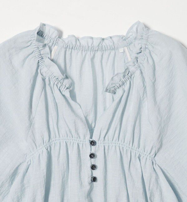 EMMEL REFINES「＜EMMEL REFINES＞EM フリルギャザー キーネック ブラウス」|シャツ・ブラウス|
