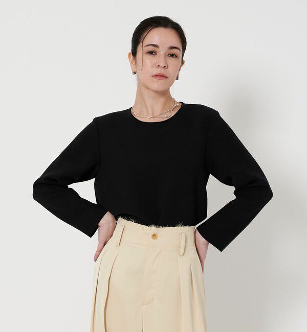 BEAUTY&YOUTH UNITED ARROWS「ダブルクロス クルーネック ブラウス」|シャツ・ブラウス|NAVY