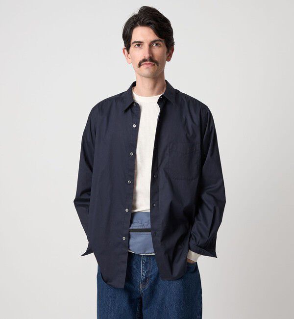 STEVEN ALAN「＜Steven Alan＞ 80 コンパクトヤーン ツイル レギュラーカラー シャツ NARROW」|シャツ・ブラウス|NAVY