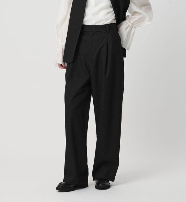 BEAUTY&YOUTH UNITED ARROWS「ツイードライク タックワイドパンツ」|スラックス|BLACK