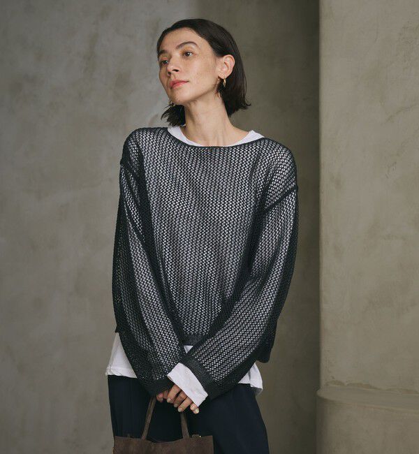 BEAUTY&YOUTH UNITED ARROWS「ペーパー メッシュ ショート ワイド ニットプルオーバー ウォッシャブル」|ニット・セーター|