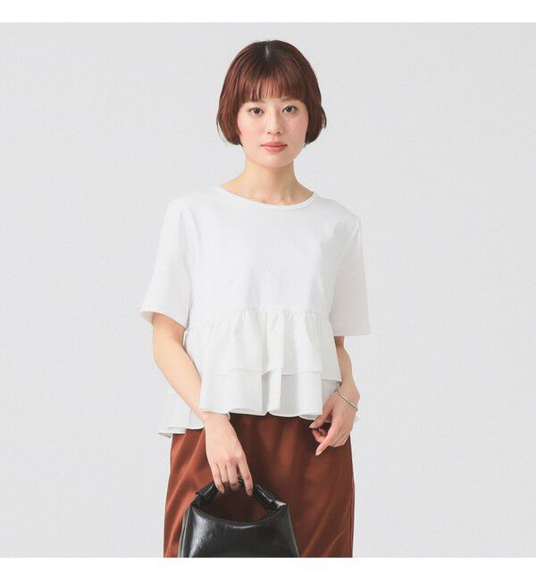 Ray BEAMS 「ティアード キリカエ クルーネック Tシャツ」|Tシャツ・カットソー|WHITE