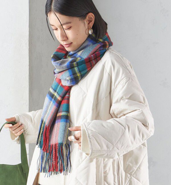 SHIPS for women「チェック カシミヤ ストール」|ストール|ダークグレー