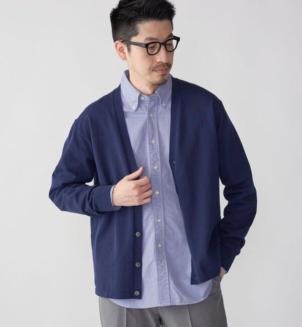 SHIPS「SHIPS: 〈手洗い可能〉14ゲージ TEXBRID(R) リネン カーディガン」|カーディガン|ブルー