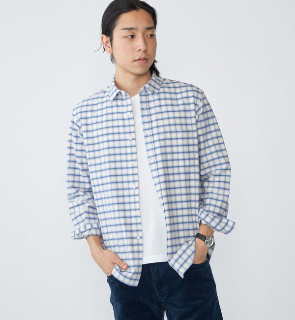 SHIPS「SHIPS: レギュラーカラー オンブレ チェック ネルシャツ」|シャツ・ブラウス|オフホワイト