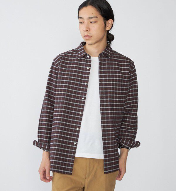 SHIPS「SHIPS: レギュラーカラー オンブレ チェック ネルシャツ」|シャツ・ブラウス|ブラウン