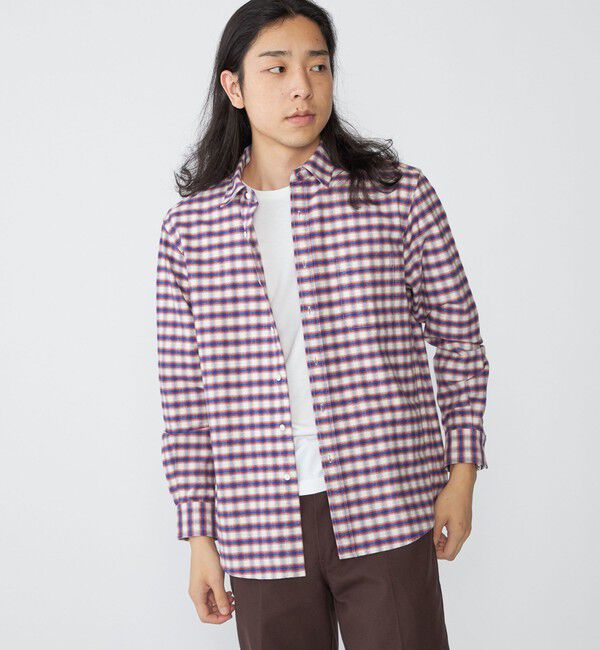 SHIPS「SHIPS: レギュラーカラー オンブレ チェック ネルシャツ」|シャツ・ブラウス|レッド