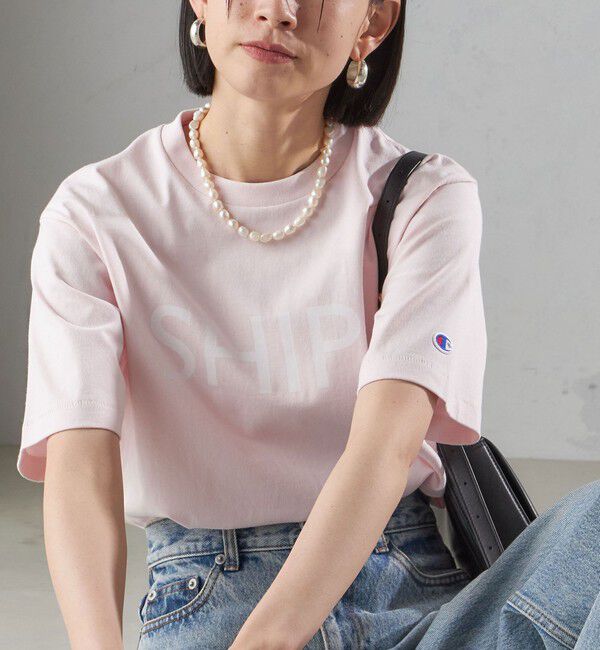 SHIPS for women「【SHIPS別注】Champion: SHIPS LOGO プリント TEE」|Tシャツ・カットソー|ピンク