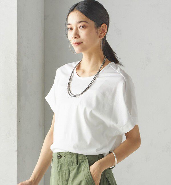 SHIPS for women「【SHIPS別注】assiette:〈手洗い可能〉プレミアム 天竺 Uネック TEE」|Tシャツ・カットソー|