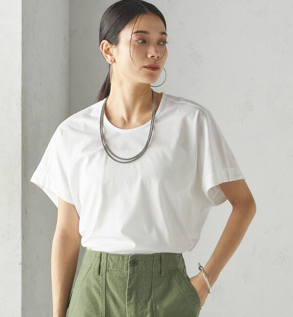 SHIPS for women「【SHIPS別注】assiette:〈手洗い可能〉プレミアム 天竺 Uネック TEE」|Tシャツ・カットソー|
