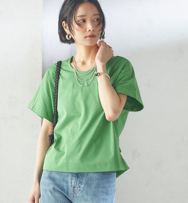 SHIPS for women「【SHIPS別注】assiette:〈手洗い可能〉プレミアム 天竺 Uネック TEE」|Tシャツ・カットソー|ライトグリーン