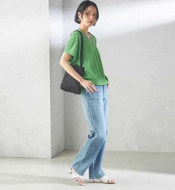 SHIPS for women「【SHIPS別注】assiette:〈手洗い可能〉プレミアム 天竺 Uネック TEE」|Tシャツ・カットソー|