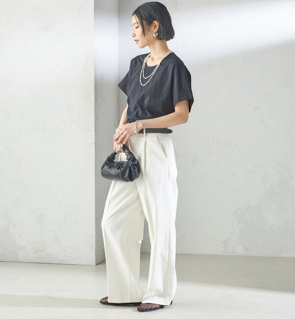 SHIPS for women「【SHIPS別注】assiette:〈手洗い可能〉プレミアム 天竺 Uネック TEE」|Tシャツ・カットソー|