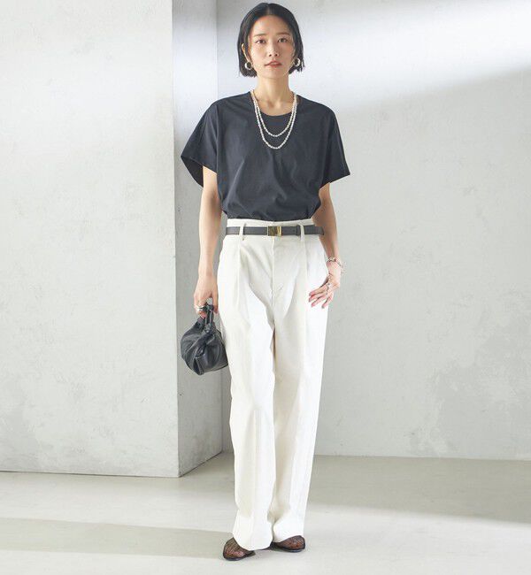 SHIPS for women「【SHIPS別注】assiette:〈手洗い可能〉プレミアム 天竺 Uネック TEE」|Tシャツ・カットソー|