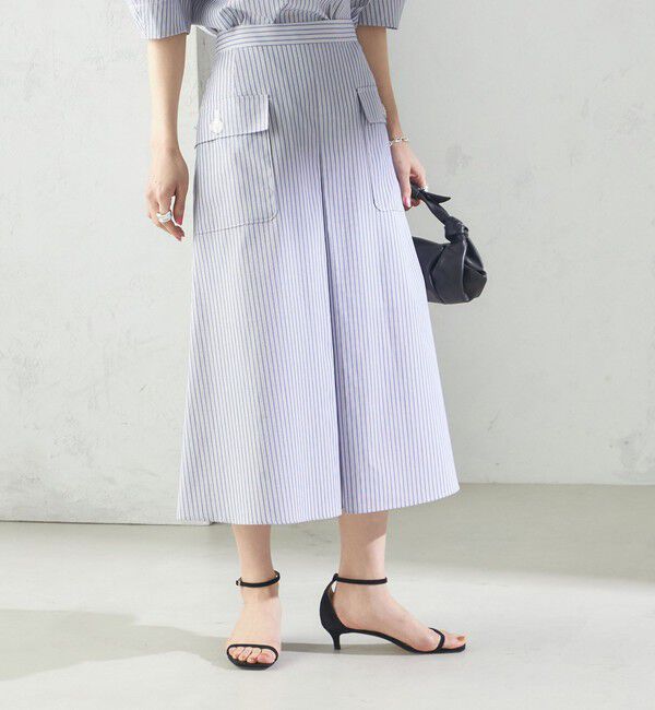SHIPS for women「〈手洗い可能〉ストライプ フロント ポケット フレア スカート」|スカート|
