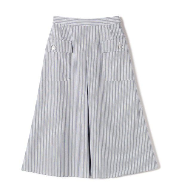 SHIPS for women「〈手洗い可能〉ストライプ フロント ポケット フレア スカート」|スカート|