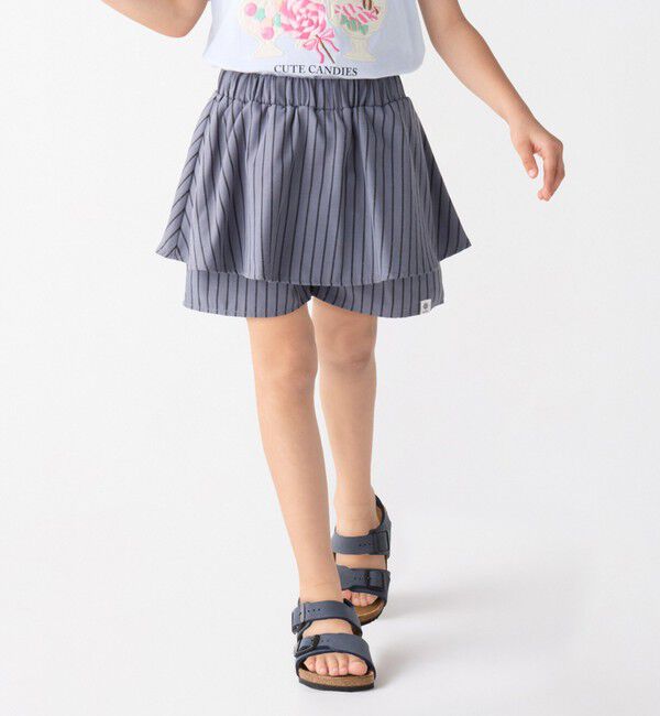 SHIPS Colors 「SHIPS Colors:90～140cm / ストライプ キュロット」|キュロット|ダークグレー